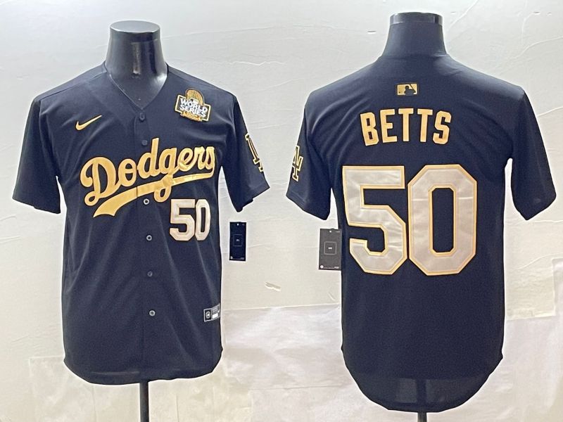 Men Los Angeles Dodgers #50 Betts Black Gold Nike 2025 MLB Jersey style 4268->los angeles dodgers->MLB Jersey